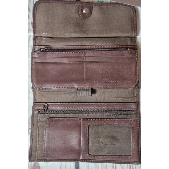 Vintage Fossil Brown Genuine Leather Wallet Many Pockets & Organizers - Picture 4 of 11